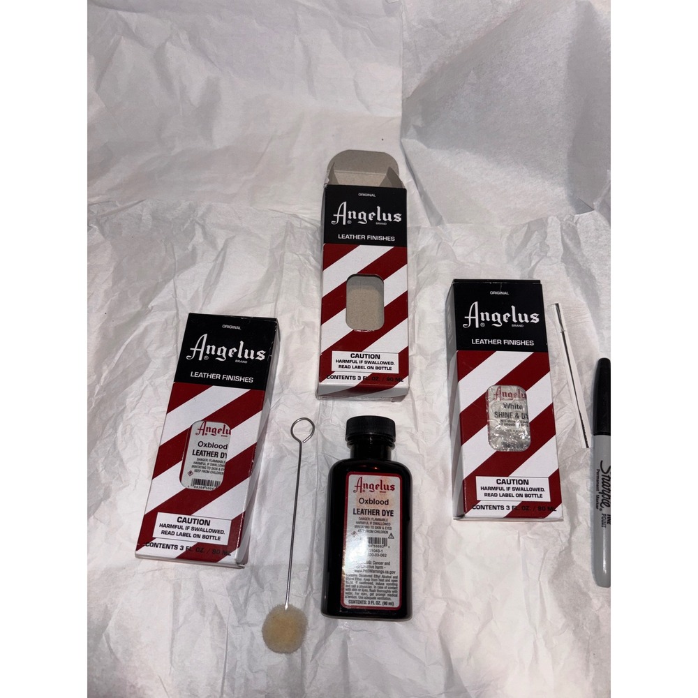 Angelus Leather Finishes Oxblood Leather Dye + White Shine & Dye Kit